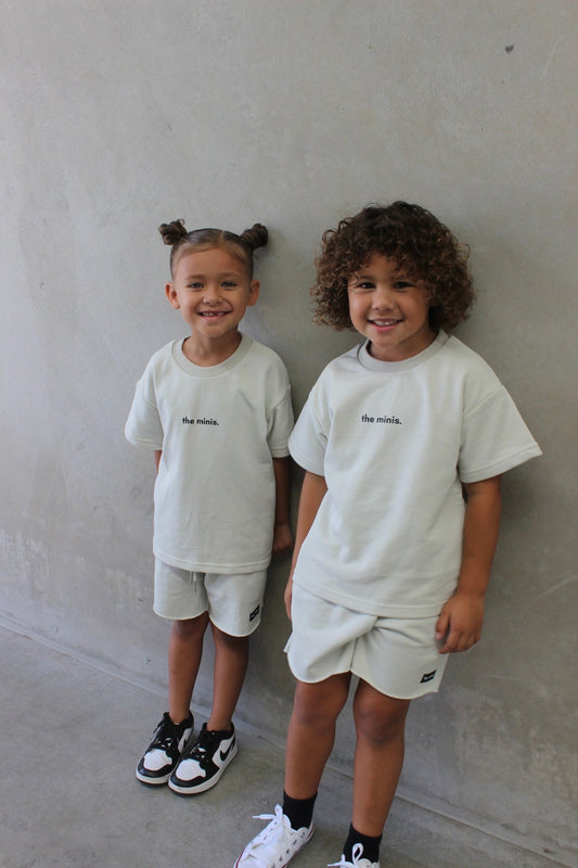 Shorts, Minimal, Simple, Black, White Mint, Ash Brown, Charcoal, Terry Material, Size 0-7 years, Unisex, Comfortable, Neutral, Essential