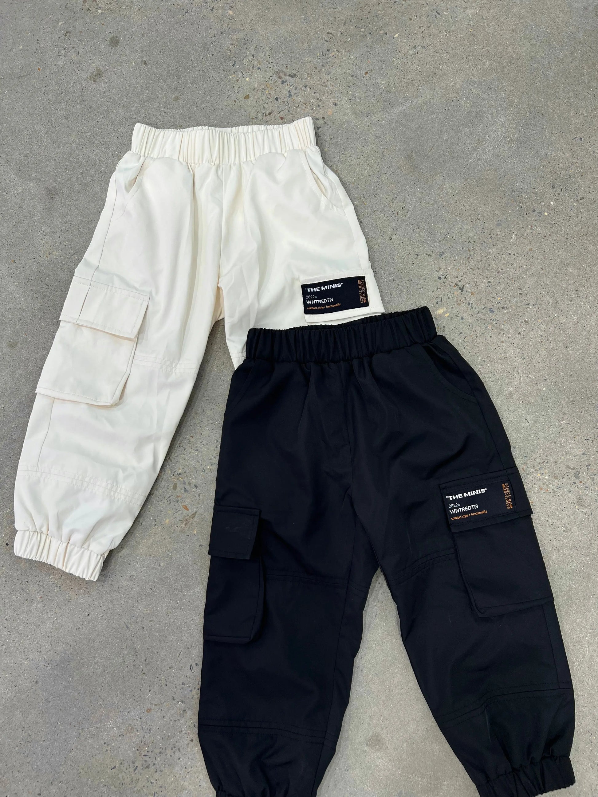 Cargo Pants, Minimal, Streetwear, Pants, Khaki, Black, Logo, Neutral, Unisex, Size 0-7 Years